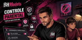 Pai configurando controle parental no celular para proteger filho