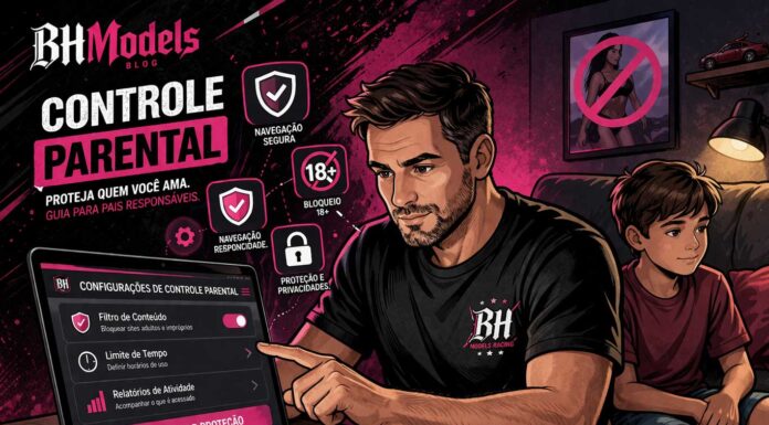 Pai configurando controle parental no celular para proteger filho